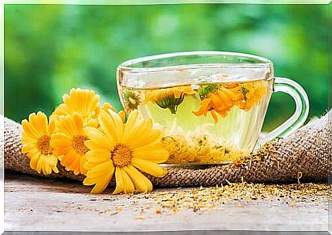 calendula infusion to soothe hot flashes during menopause