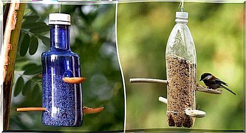 bird feeders in recycled plastic packaging