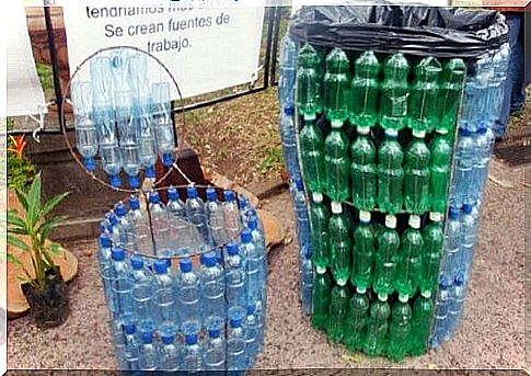 bins in recycled plastic packaging