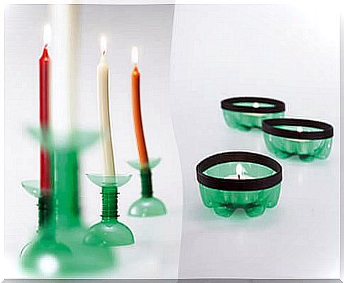 candlesticks in recycled plastic packaging