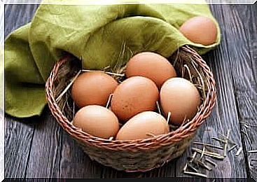 Eggs in a basket. 