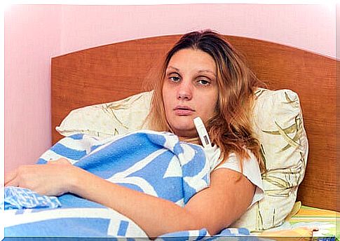 Woman suffering from pneumonia.